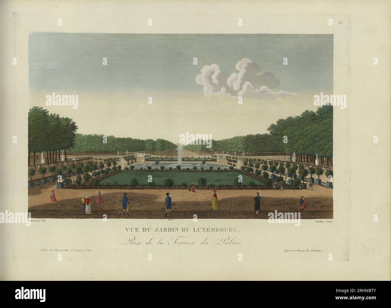 Vue du jardin du Luxembourg, Prise de la Terrasse du Palais. Museum: PRIVATSAMMLUNG. Verfasser: Henri Courvoisier-Voisin. Stockfoto