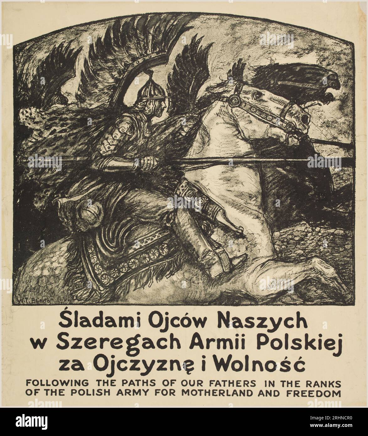 Folgen Sie den Pfaden unserer Väter in den Reihen der polnischen Armee für Mutterland und Freiheit. Museum: PRIVATSAMMLUNG. Autor: Wladyslaw Theodor Benda. Stockfoto