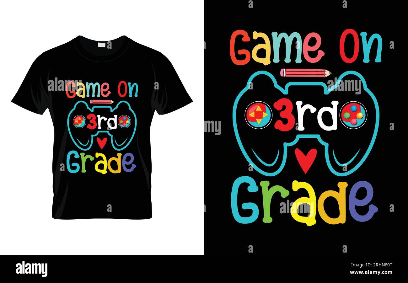 Spiel auf dem T-Shirt-Design der 3. Klasse mit „Back to School“-Typografie Stock Vektor