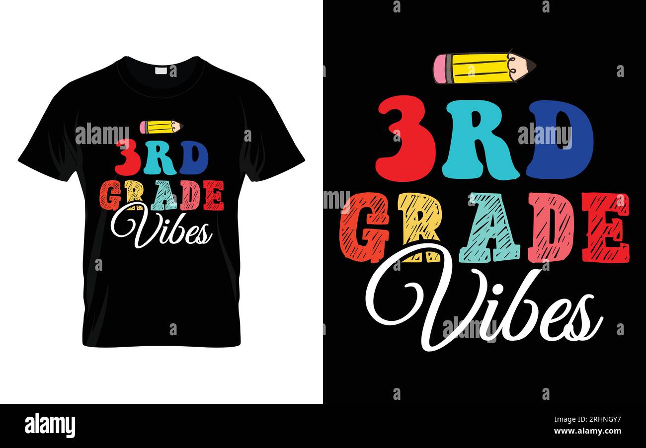 3rd Grade Vibes – Typografie-T-Shirt-Design Stock Vektor