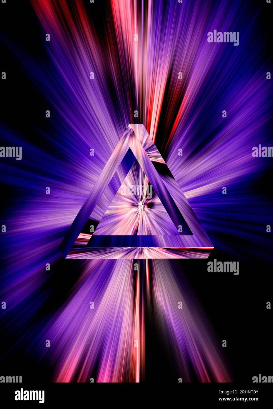 Penrose-Dreieckshintergrund. Unmögliches tribales optisches Illusionsobjekt Stockfoto