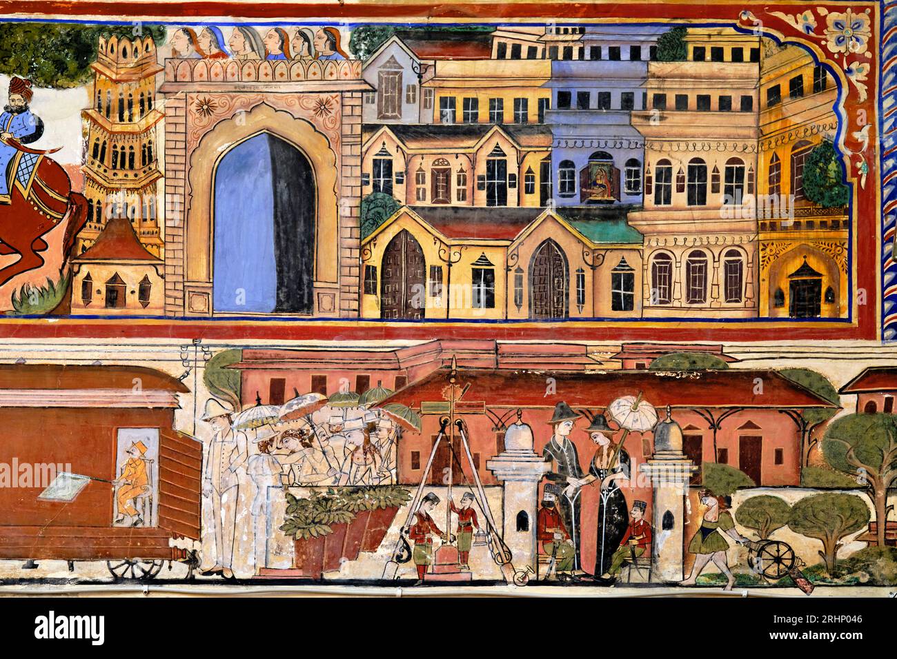 Indien, Rajasthan, Shekhawati, Nawalgarh, Podar Haveli, erbaut 1902 Stockfoto