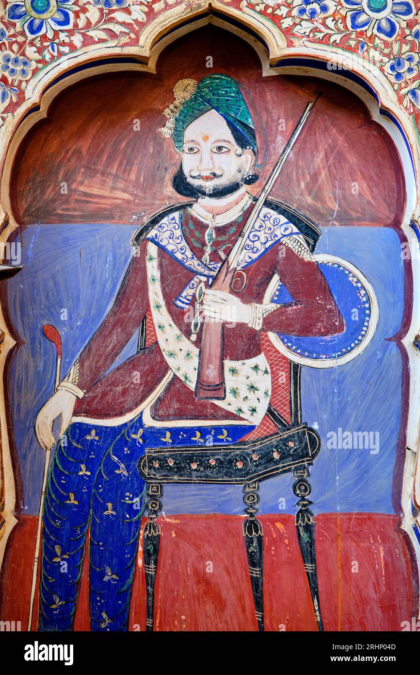 Indien, Rajasthan, Shekhawati, Nawalgarh, Morarka haveli Stockfoto