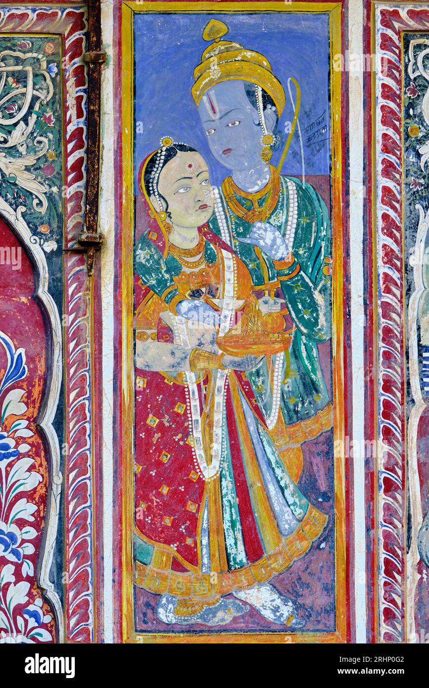 Indien, Rajasthan, Shekhawati, NAwalgarh, Bhagton Ki Haveli Stockfoto