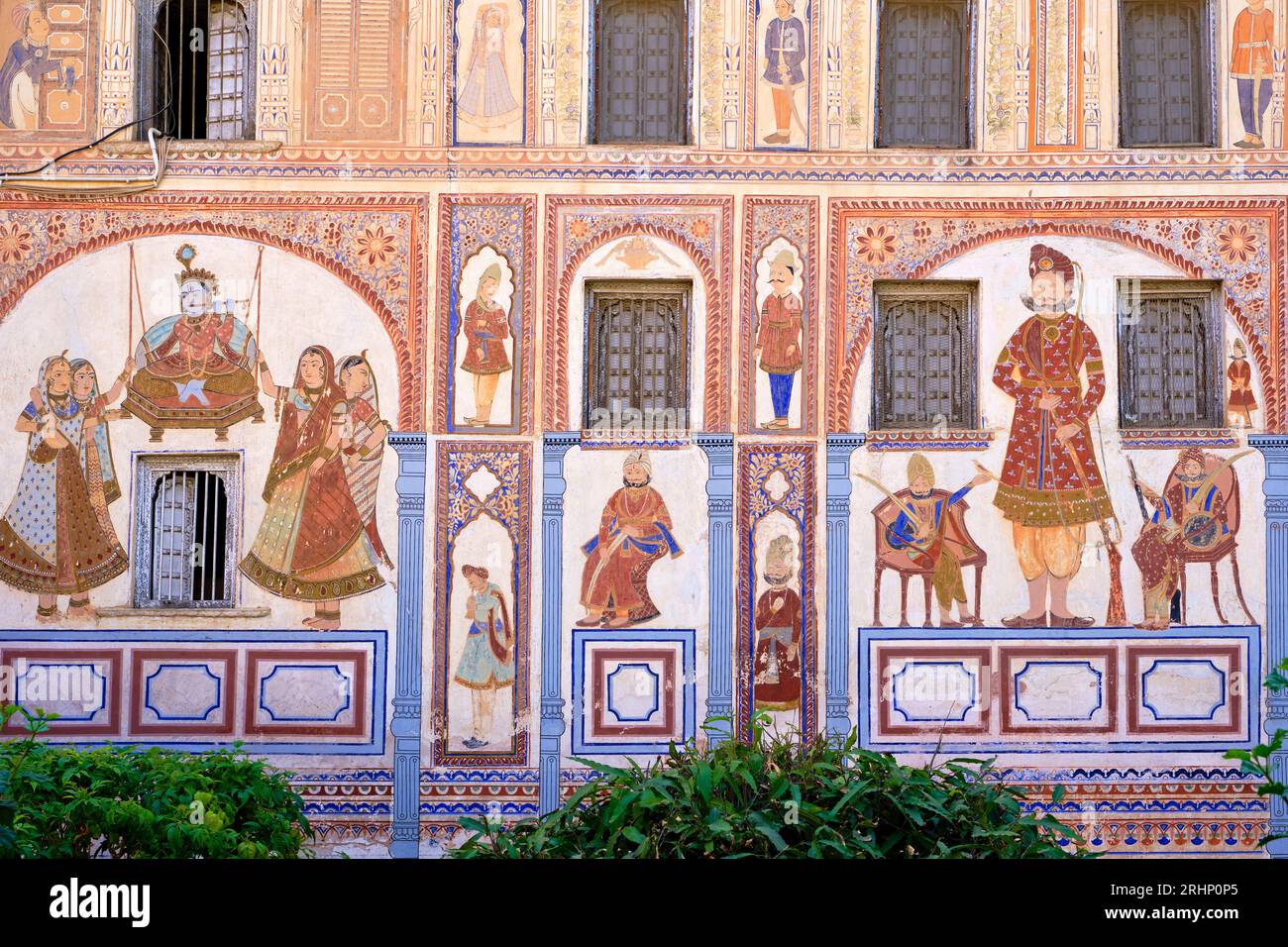 Indien, Rajasthan, Shekhawati, Nawalgarh, Podar Haveli, erbaut 1902 Stockfoto