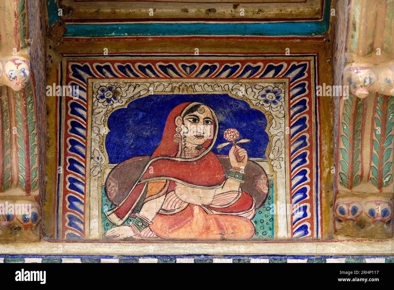Indien, Rajasthan, Shekhawati Region, Fatehpur, NAND Lal Devra Haveli (1802) oder haveli Nadine le Prince Stockfoto