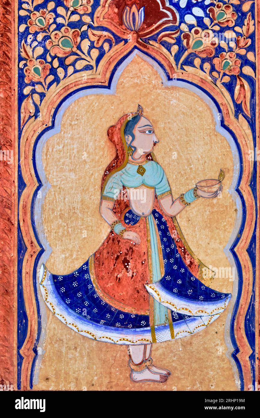 Indien, Rajasthan, Shekhawati Region, Fatehpur, NAND Lal Devra Haveli (1802) oder haveli Nadine le Prince Stockfoto