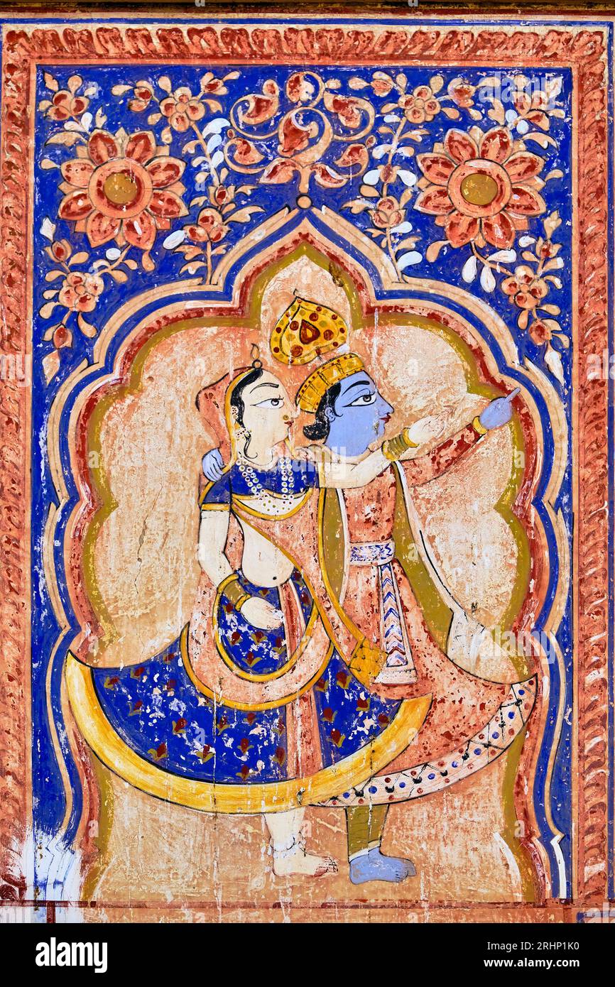 Indien, Rajasthan, Shekhawati Region, Fatehpur, NAND Lal Devra Haveli (1802) oder haveli Nadine le Prince Stockfoto