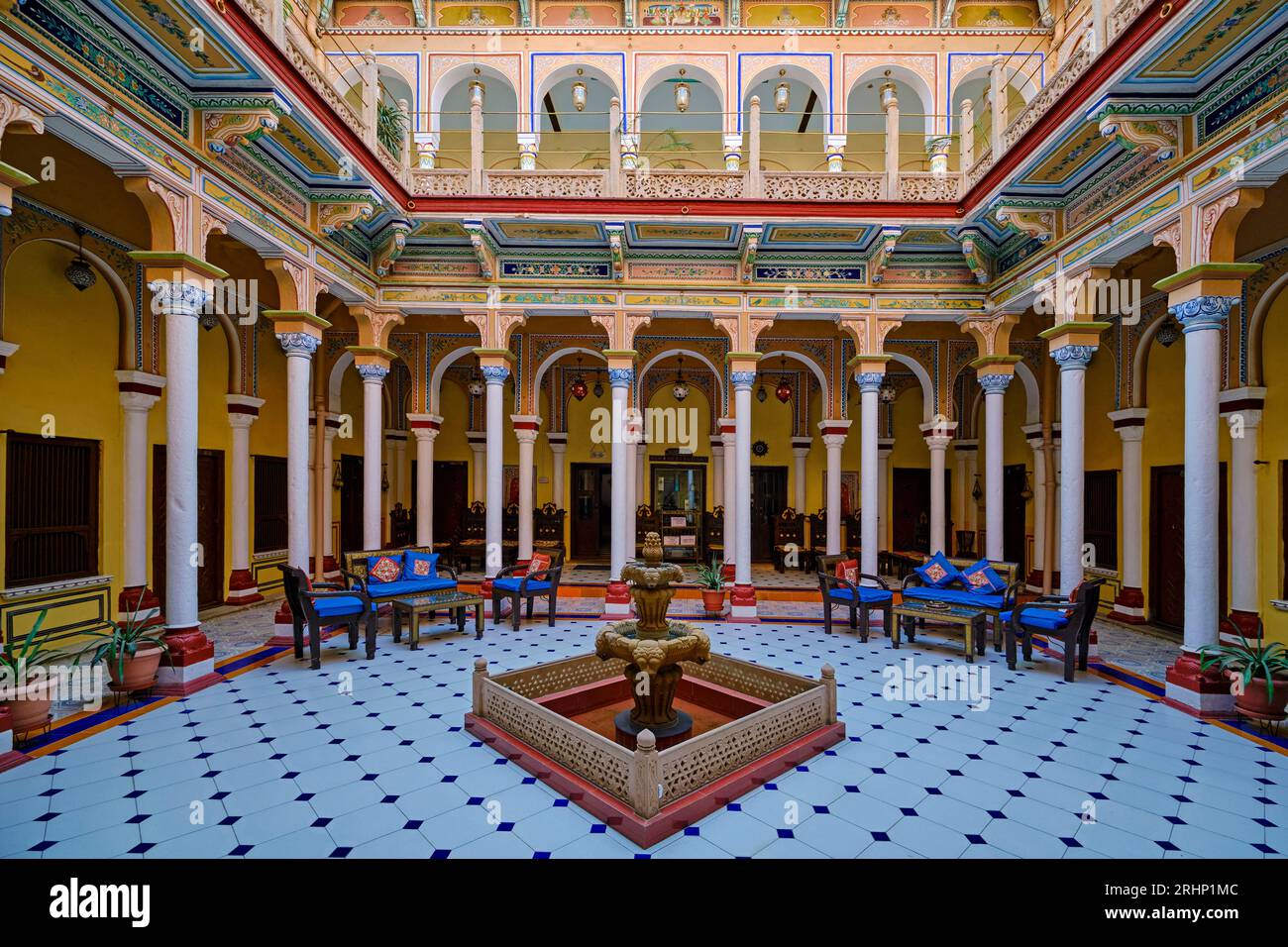 Indien, Rajasthan, Shekhawati, Nawalgarh, Grand Haveli Hotel Stockfoto