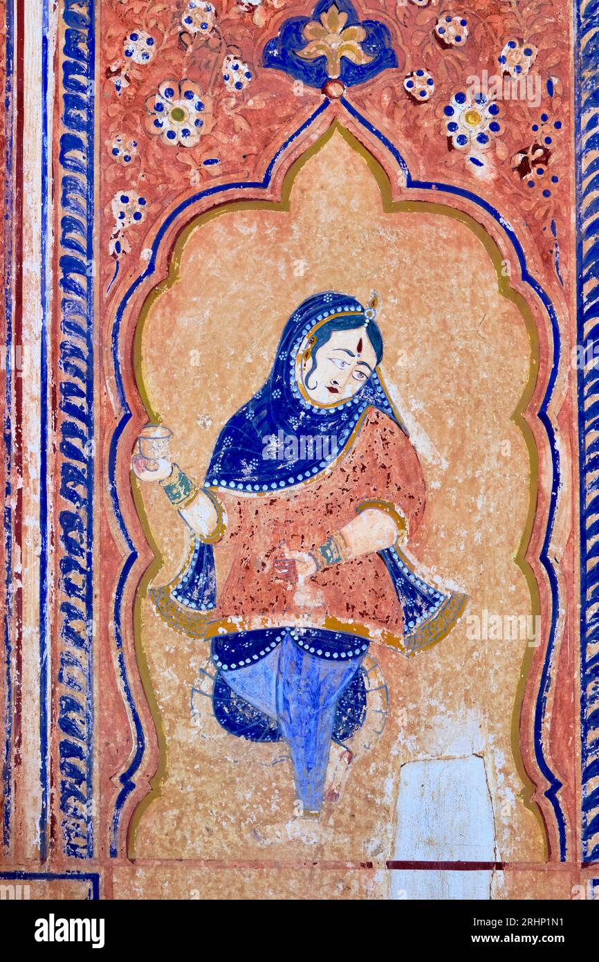 Indien, Rajasthan, Shekhawati Region, Fatehpur, NAND Lal Devra Haveli (1802) oder haveli Nadine le Prince Stockfoto