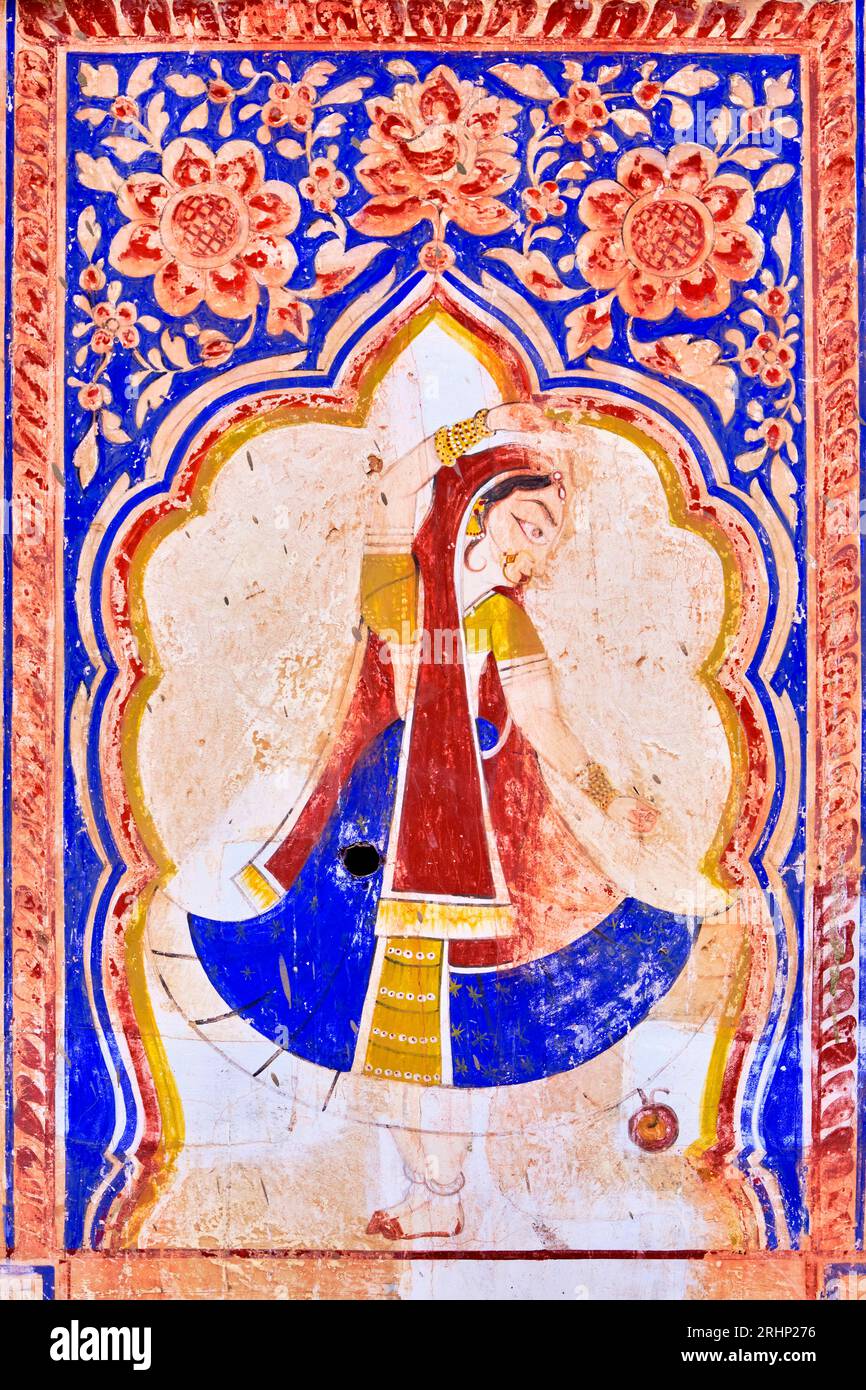 Indien, Rajasthan, Shekhawati Region, Fatehpur, NAND Lal Devra Haveli (1802) oder haveli Nadine le Prince Stockfoto