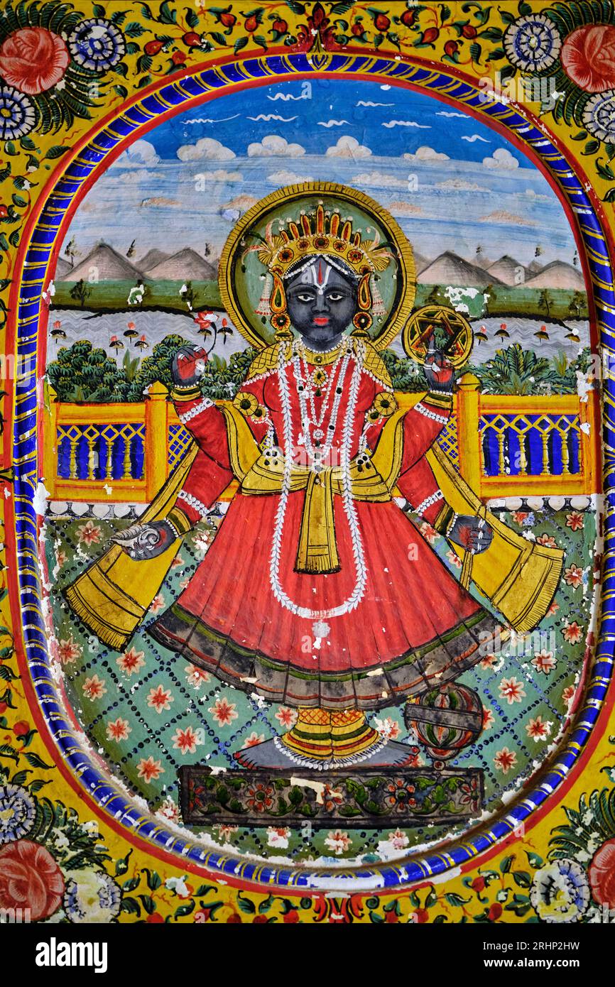 NDIA, Rajasthan, Region Shekhawati, Dorf Mandawa, jhunjhunwala Haveli, Goldhalle Stockfoto