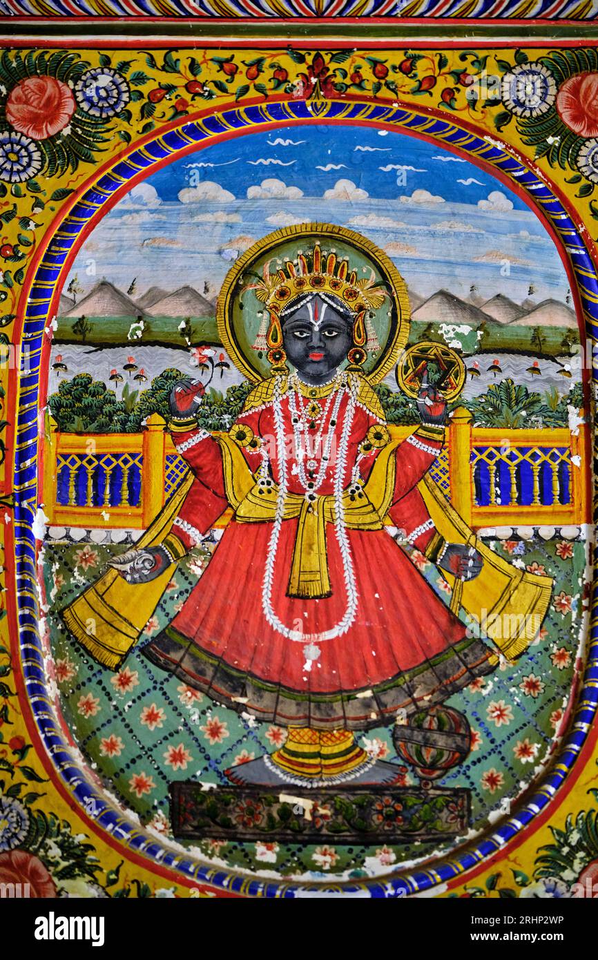 NDIA, Rajasthan, Region Shekhawati, Dorf Mandawa, jhunjhunwala Haveli, Goldhalle Stockfoto