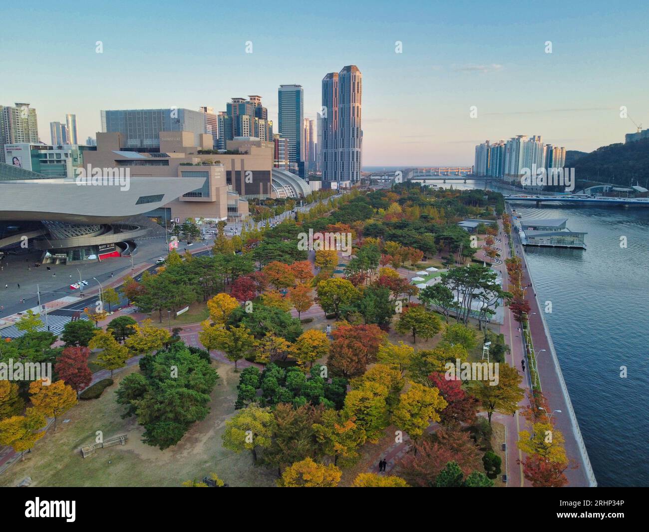 Luftaufnahme von Herbstnaru Park, Centum City, Busan, Südkorea, Asien Stockfoto