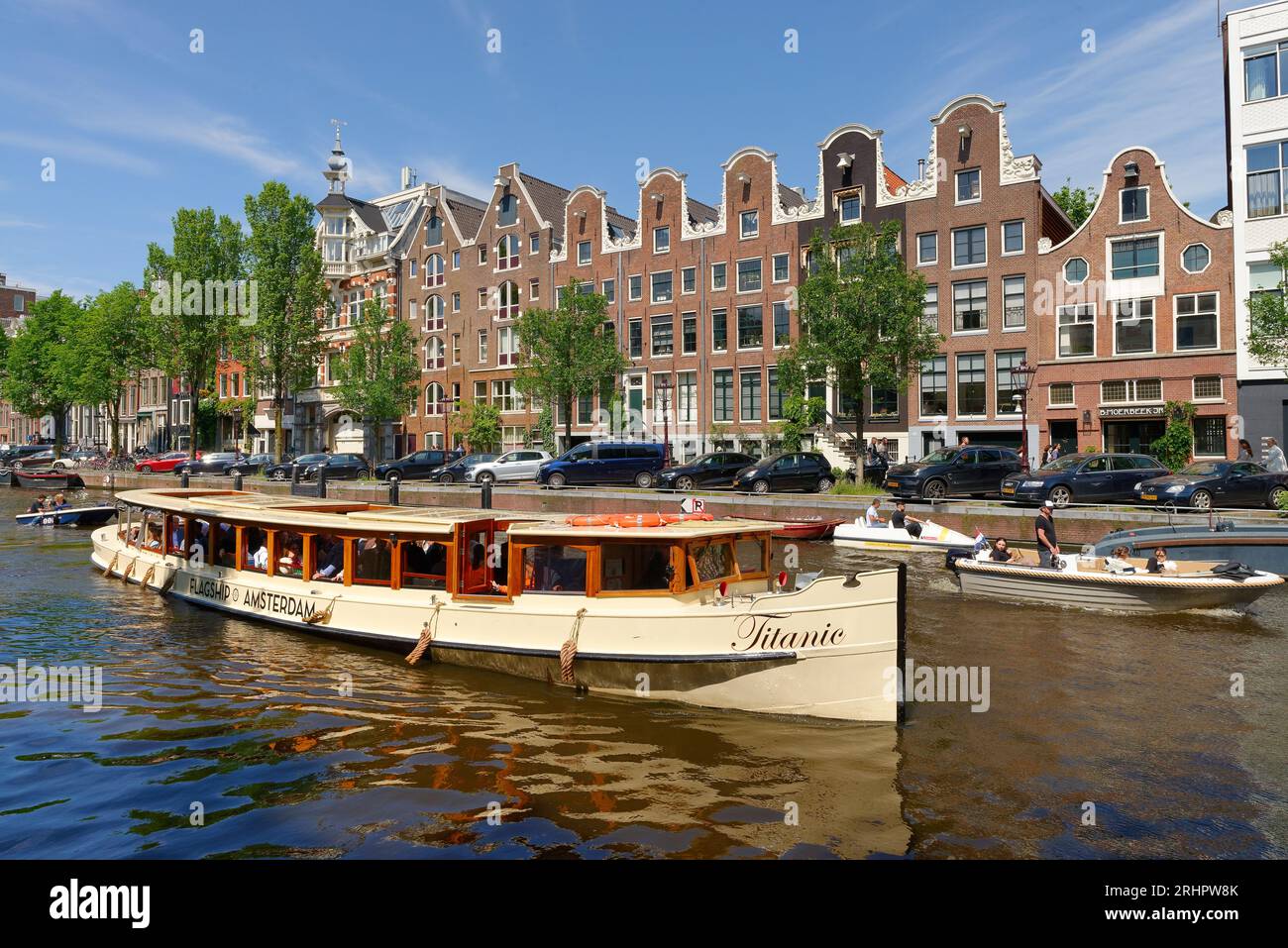 Blick auf Keizersgracht, Amsterdam, Nordholland, Noord-Holland, Benelux, Benelux-Länder, Niederlande Stockfoto