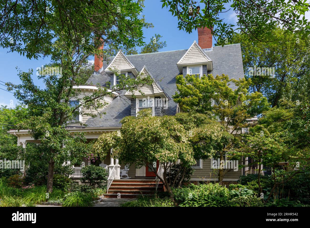 John F. Kennedy verbrachte seine Kindheit in diesem Haus, das heute ein Privatsitz ist, in der Abbottsford Street in Brookline, Massachusetts. Stockfoto