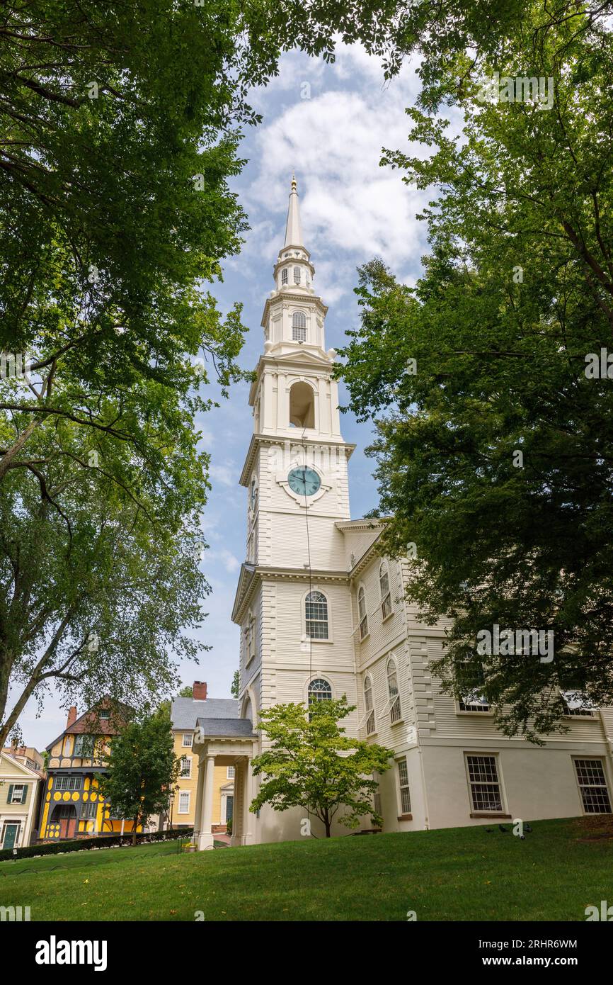 First Baptist, monumentale, von Türmen übersäte Kirche aus dem Jahr 1775, Heimat der ältesten baptistischen Gemeinde Amerikas. Providence, Rhode Island, USA. Stockfoto