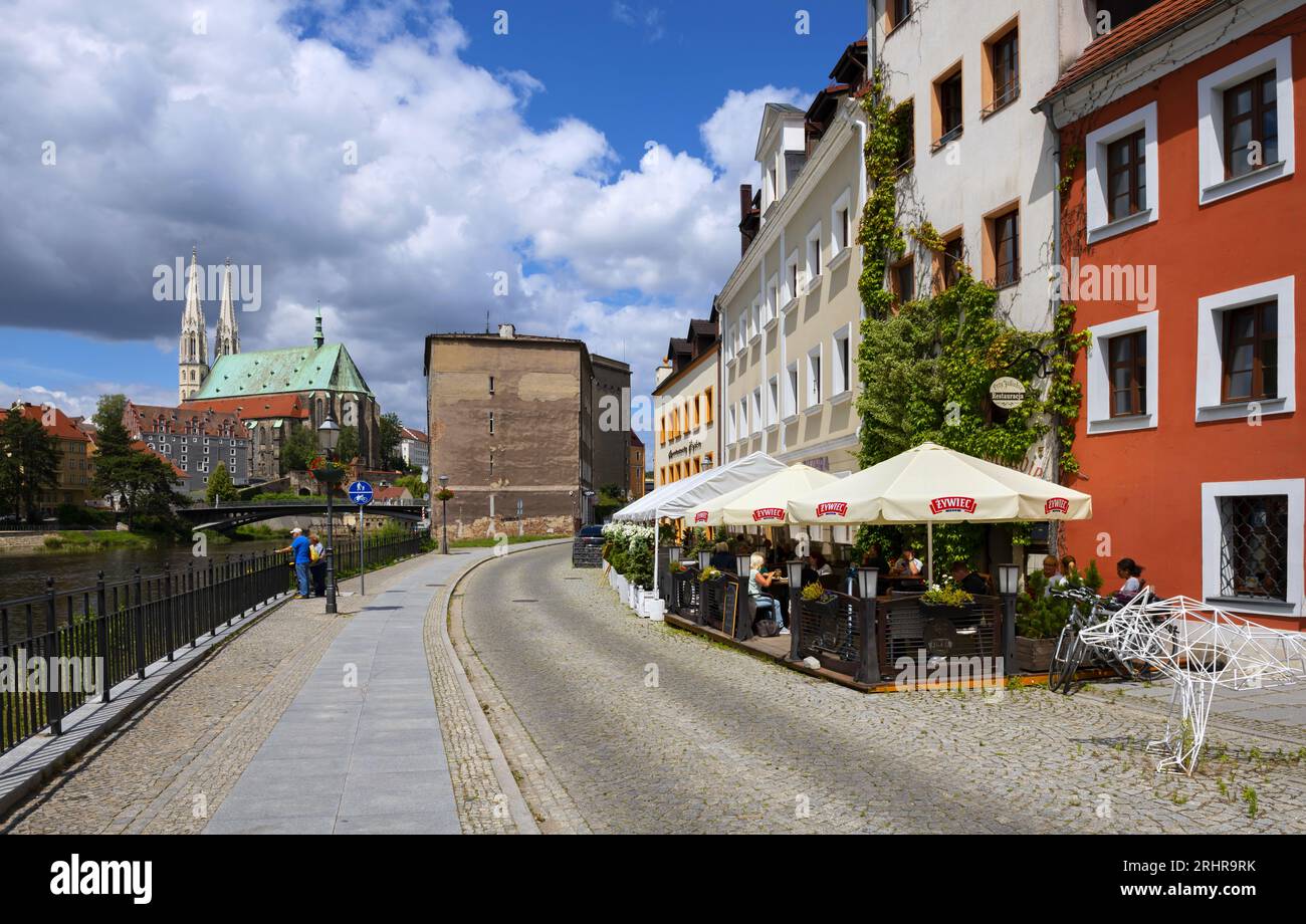 Ufer der Neiße in Zgorzelec, Polen Stockfoto