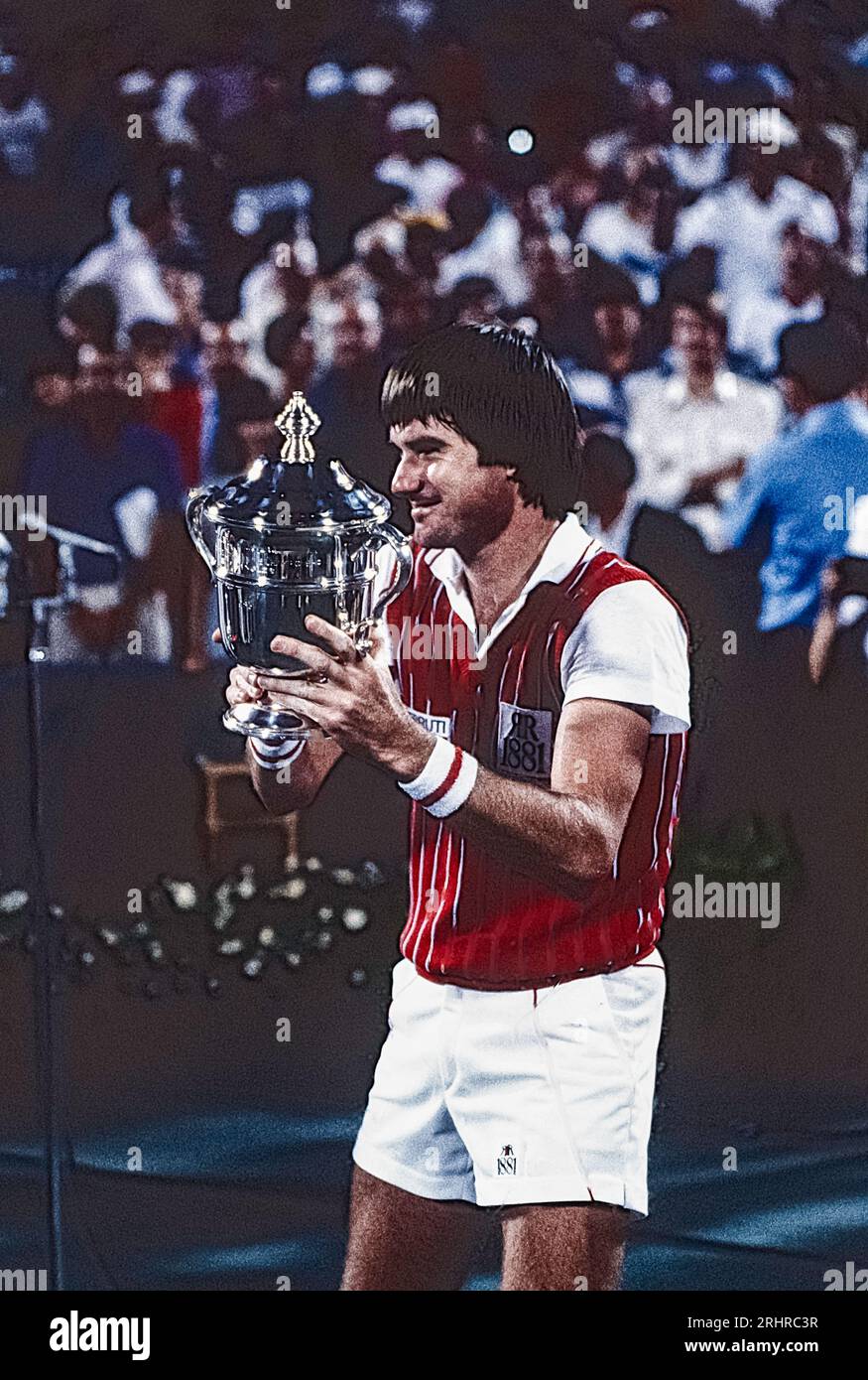 Jimmy Connors (USA) Single-Champion bei den US Open Tennos 1983. Stockfoto