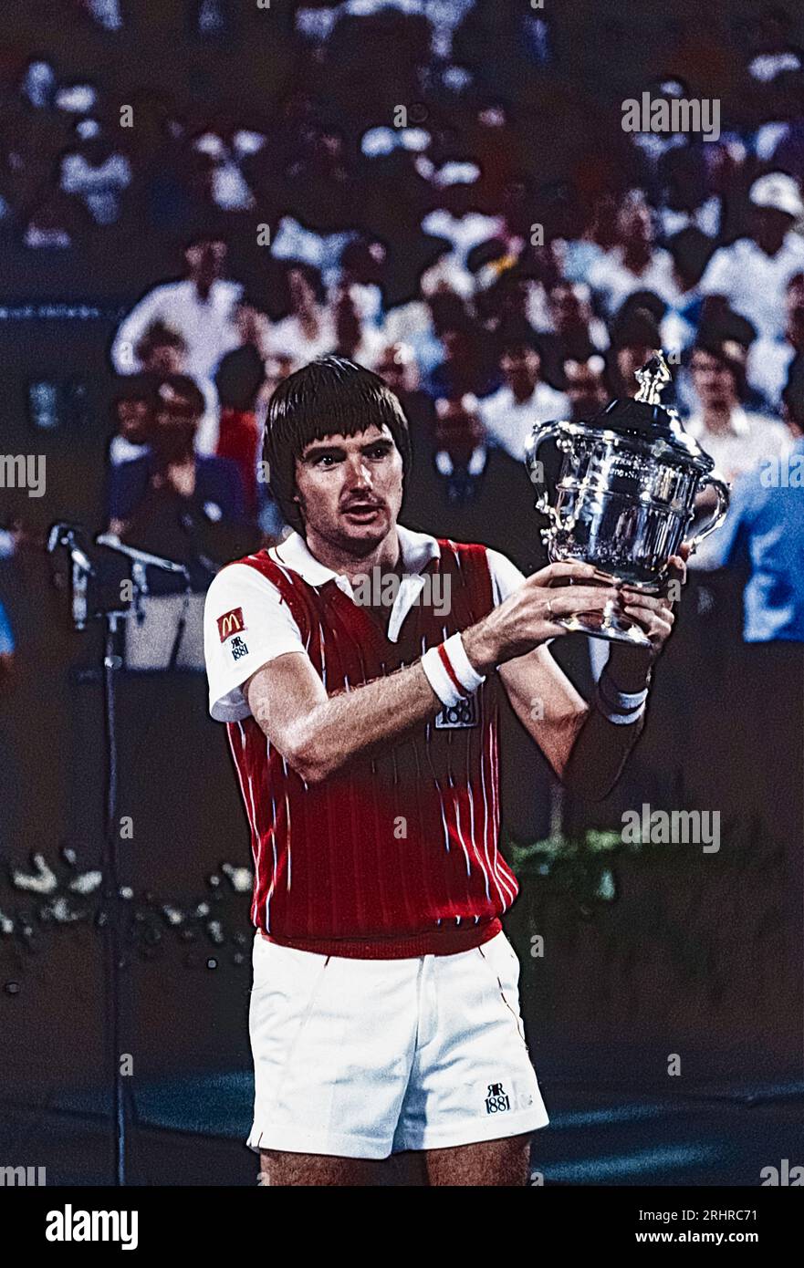 Jimmy Connors (USA) Single-Champion bei den US Open Tennos 1983. Stockfoto