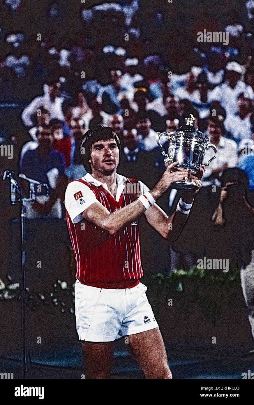 Jimmy Connors (USA) Single-Champion bei den US Open Tennos 1983. Stockfoto