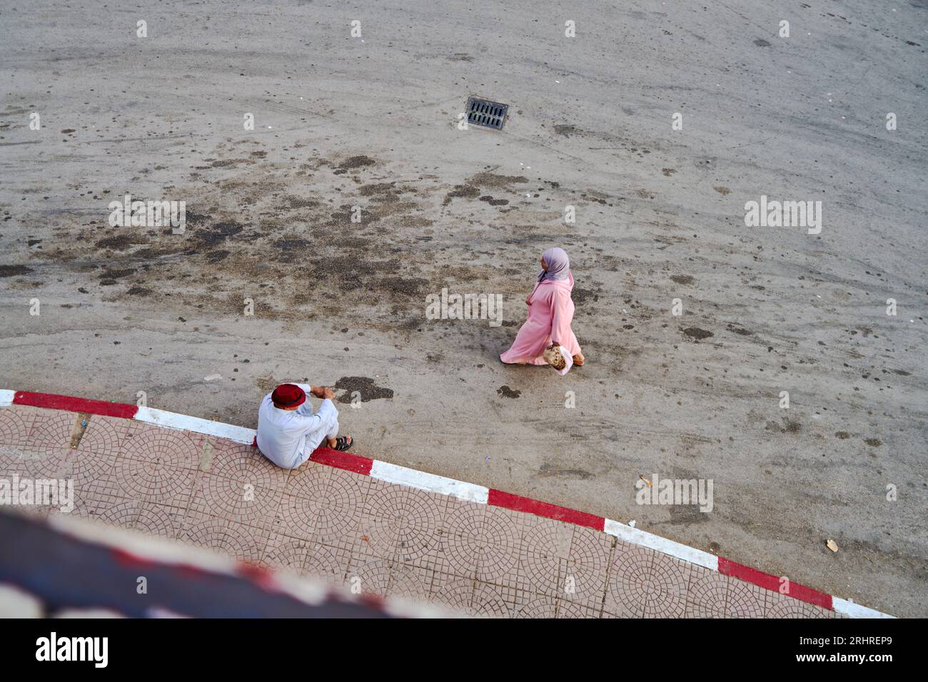 Personen auf dem Bürgersteig von oben Stockfoto