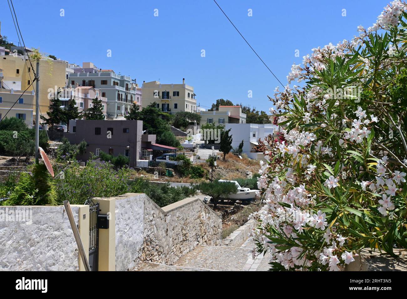 Stadtrand von Ermoupoli, Hafenstadt von Syros Island, Griechenland Stockfoto