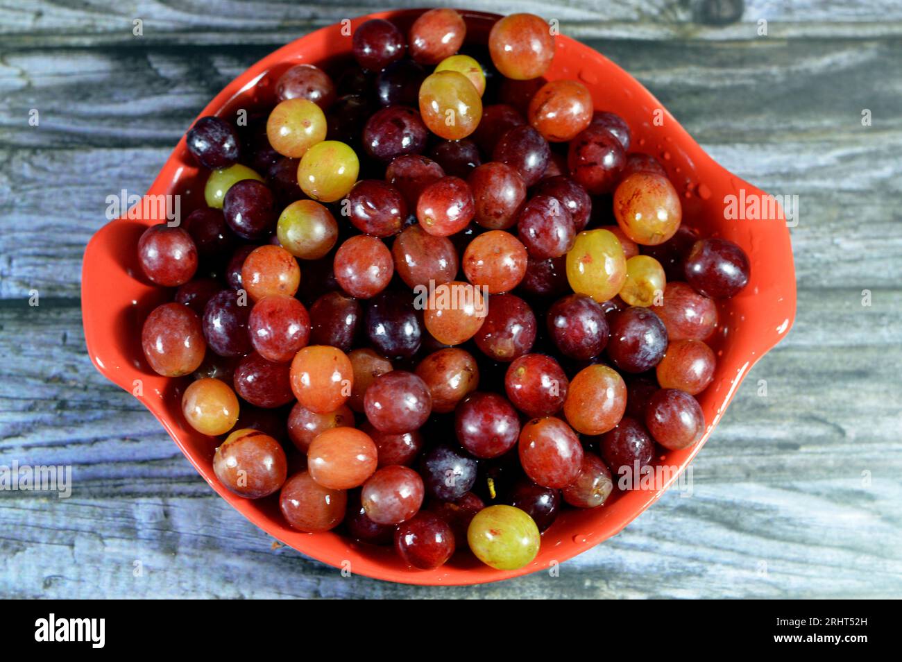 Rote Weintrauben, eine Frucht, botanisch eine Beere der Laubholzreben der blühenden Pflanzengattung Vitis. Trauben sind nicht klimakterische Obstsorten; Stockfoto