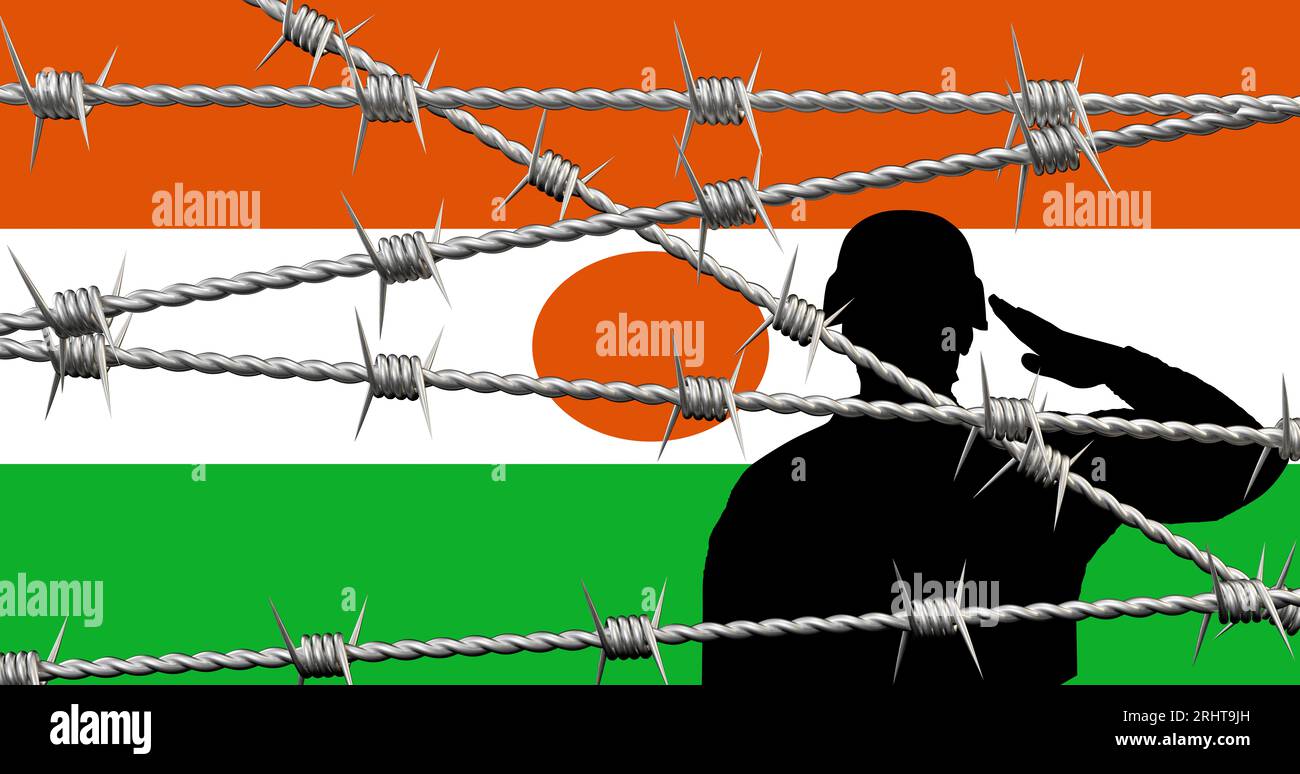 Niger-Flagge und Draht Stockfoto
