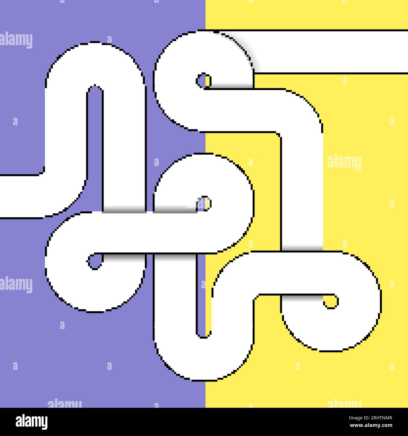 Schwarz-weiß gestreiftes Muster auf blau-gelbem Hintergrund. Stock Vektor