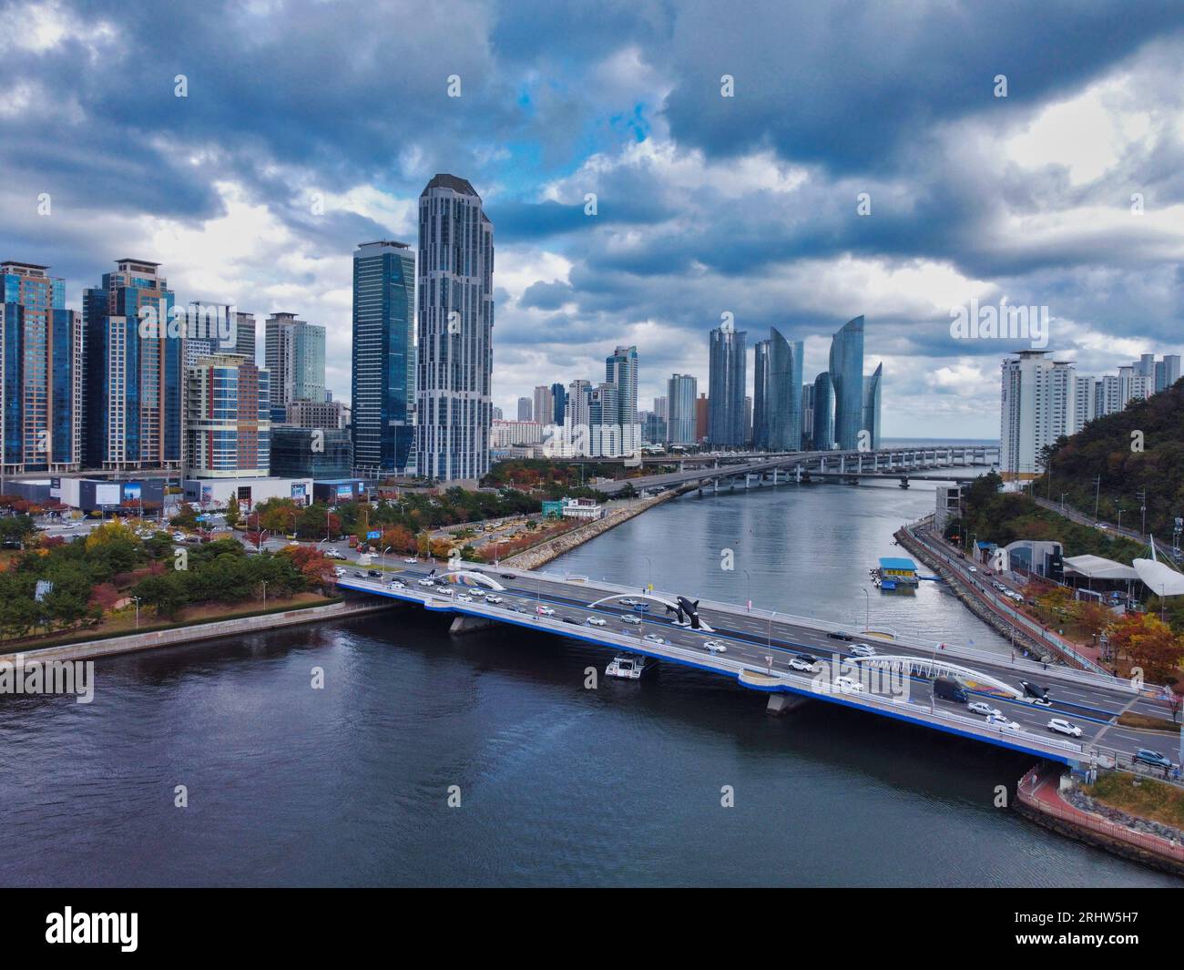 Luftaufnahme von Herbstnaru Park, Centum City, Busan, Südkorea, Asien Stockfoto