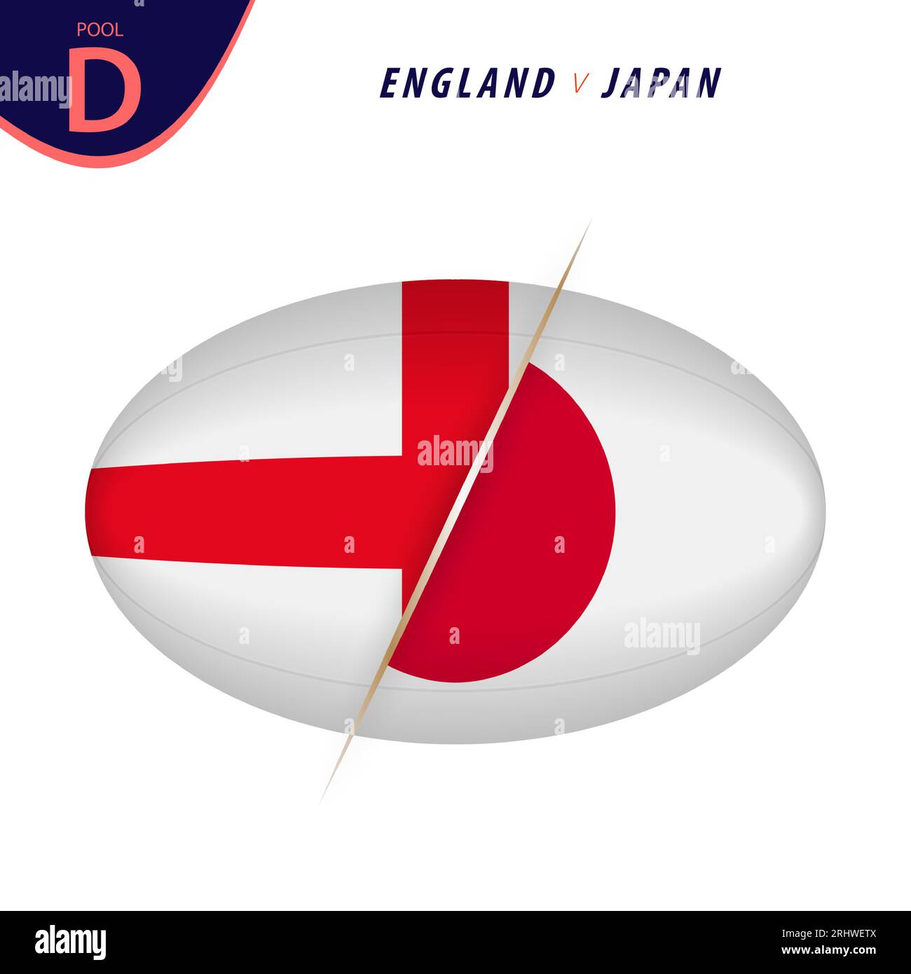 Rugby-Wettbewerb England gegen Japan. Rugby gegen Ikone. Vektorillustration. Stock Vektor