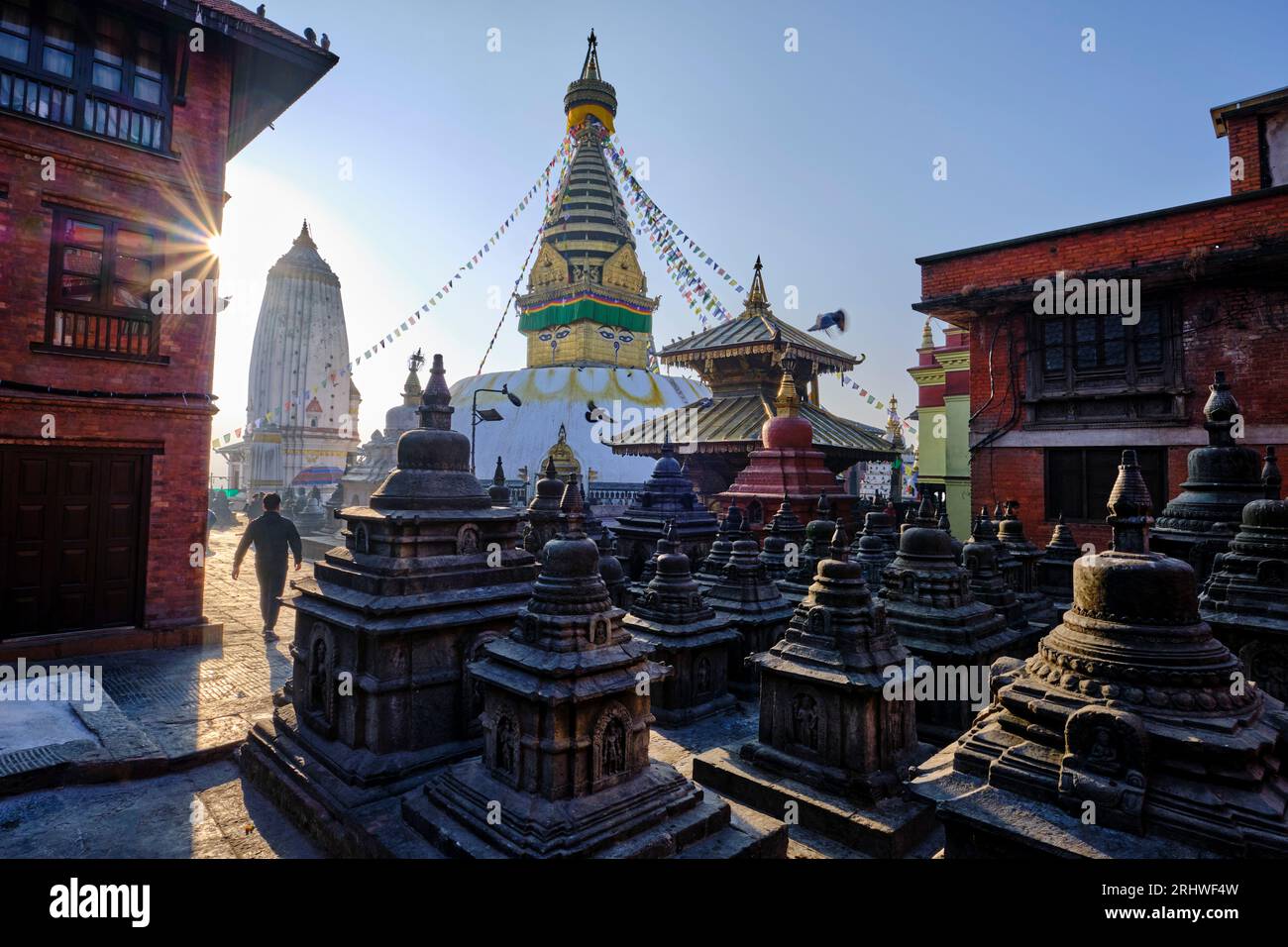 Nepal, Kathmandu-Tal, Swayambunath buddhistische Stupa Stockfoto