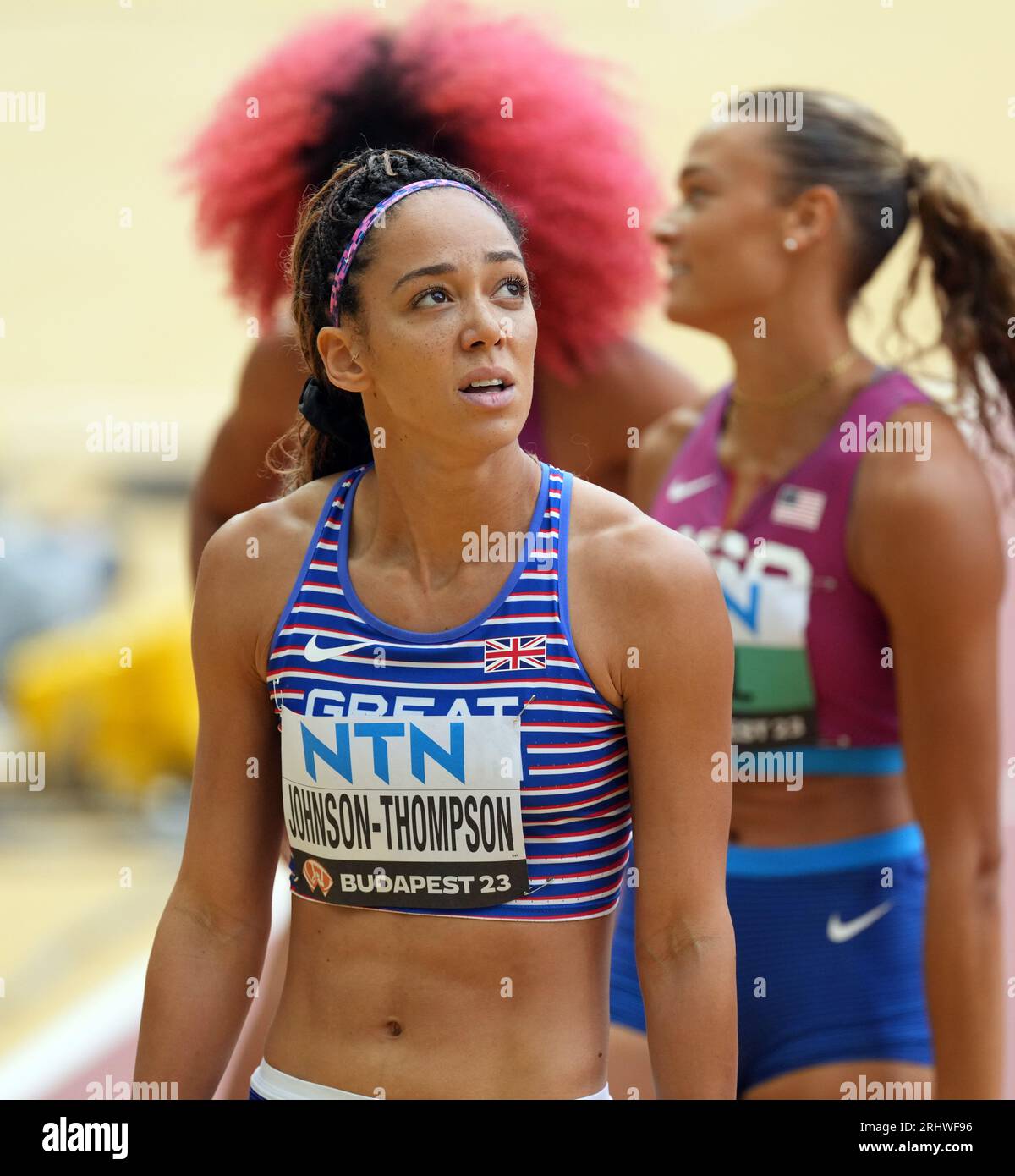 Katarina JohnsonThompson aus Großbritannien nach dem FrauenHeptathlon