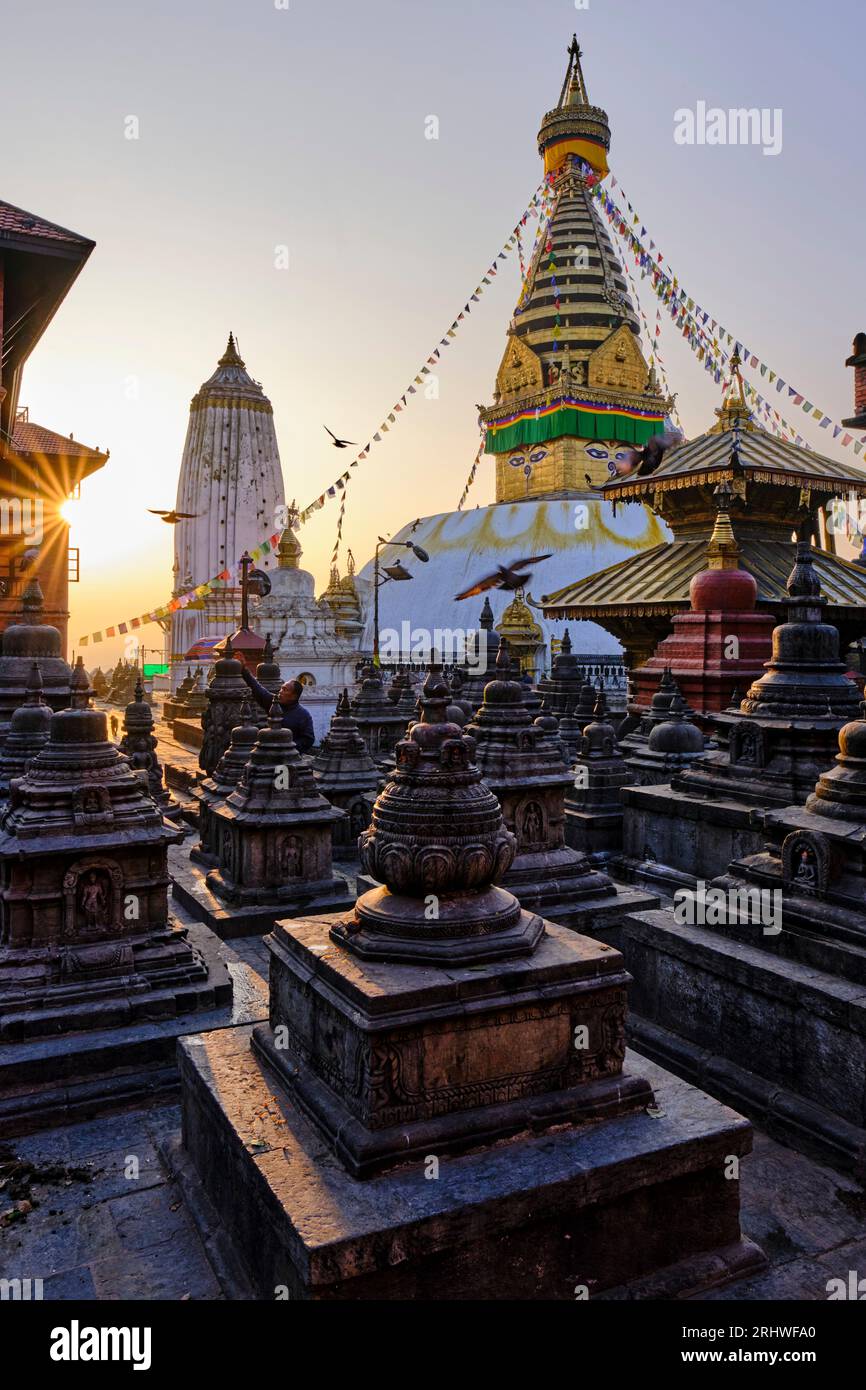 Nepal, Kathmandu-Tal, Swayambunath buddhistische Stupa Stockfoto