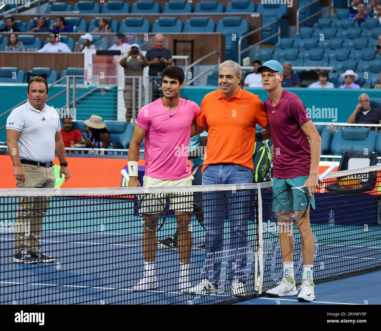 Florida, USA, Miami Open Tennis, 31.03.2023, Hard Rock Stadium, Carlito Alcaraz gegen Yannick Sinner, Foto: Chris Arjoon/Credit Stockfoto