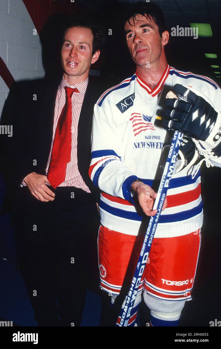 1985. McEnroe Alan Thicke John Barrett/PHOTOlink.net Stockfoto