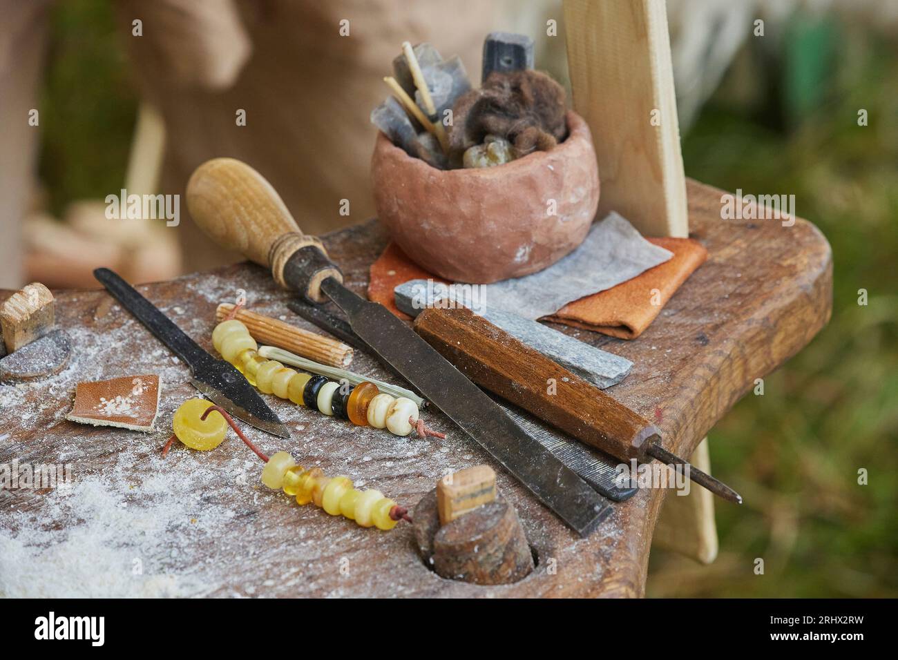 Antike Wikingerwerkzeuge für die Steinbearbeitung in Dänemark Stockfoto