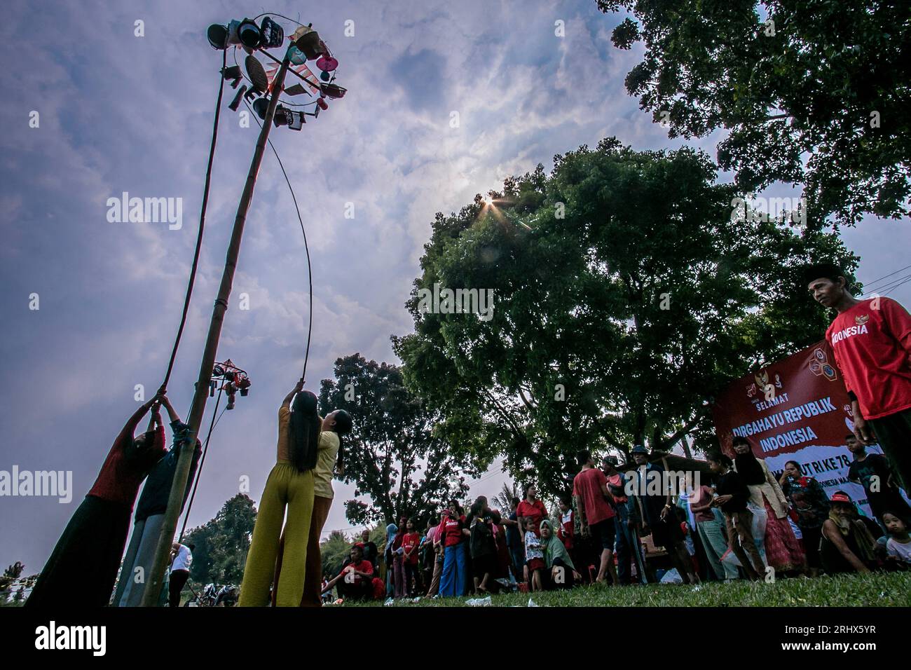 Die Volkspartei feiert den Unabhängigkeitstag Indonesiens Stockfoto