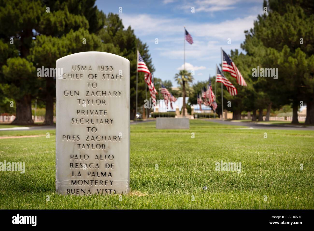 Das Grab von Lt. Colonel William Bliss, in der Nähe des Haupttors von Fort Bliss in El Paso, Texas. Stockfoto