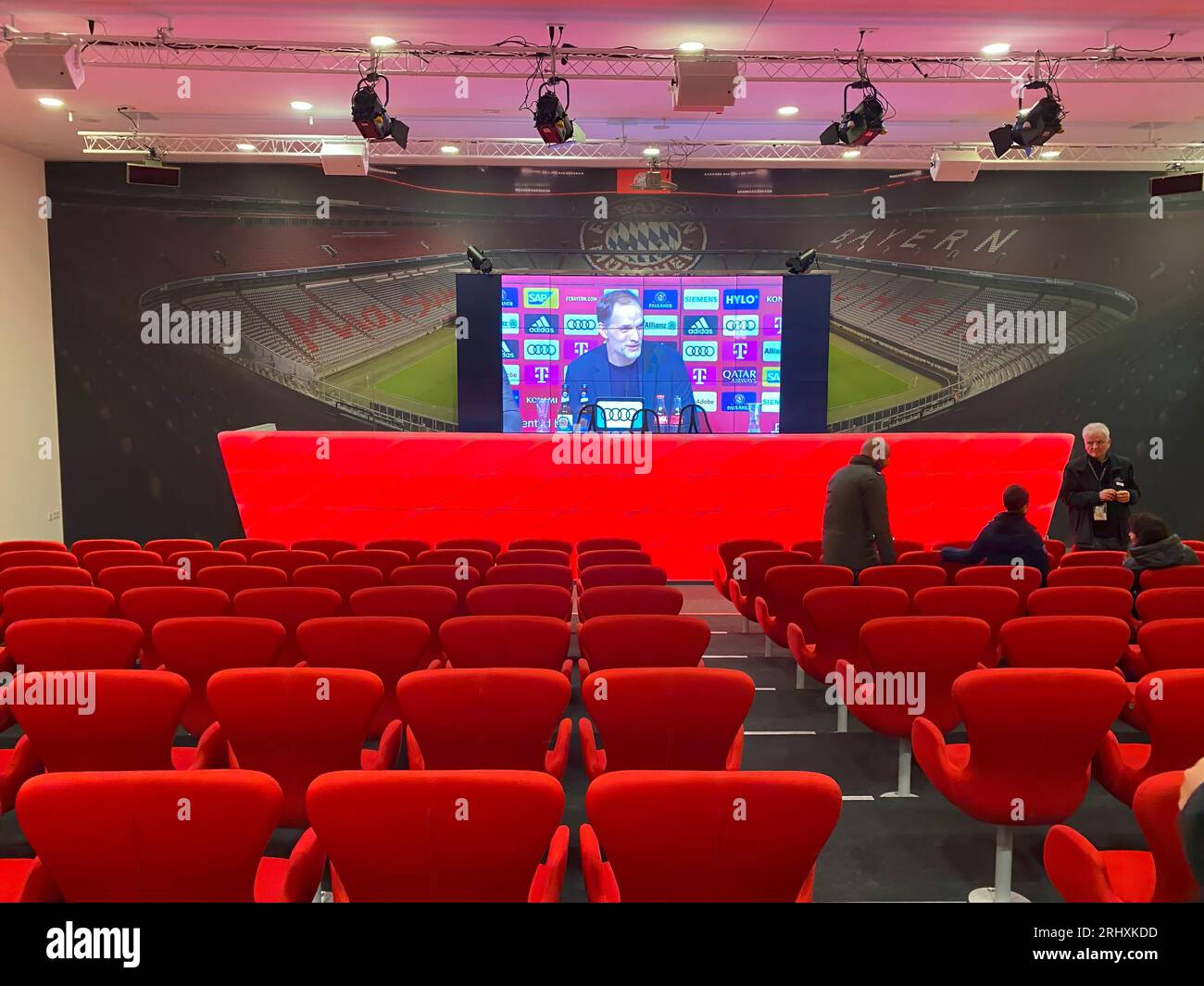 Pressesaal in der Allianz Arena, Heimstadion des FC Bayern München Stockfoto
