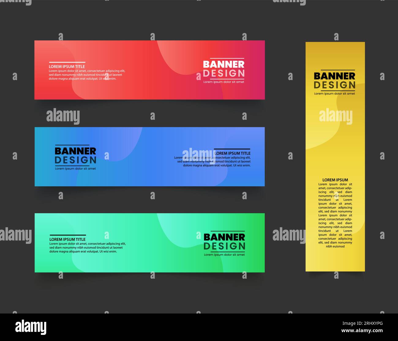 Farbiges Abstraktes Banner Mit Kurvenformen Und Zyklen Vertikal Und Horizontal Für Das Web Stock Vektor