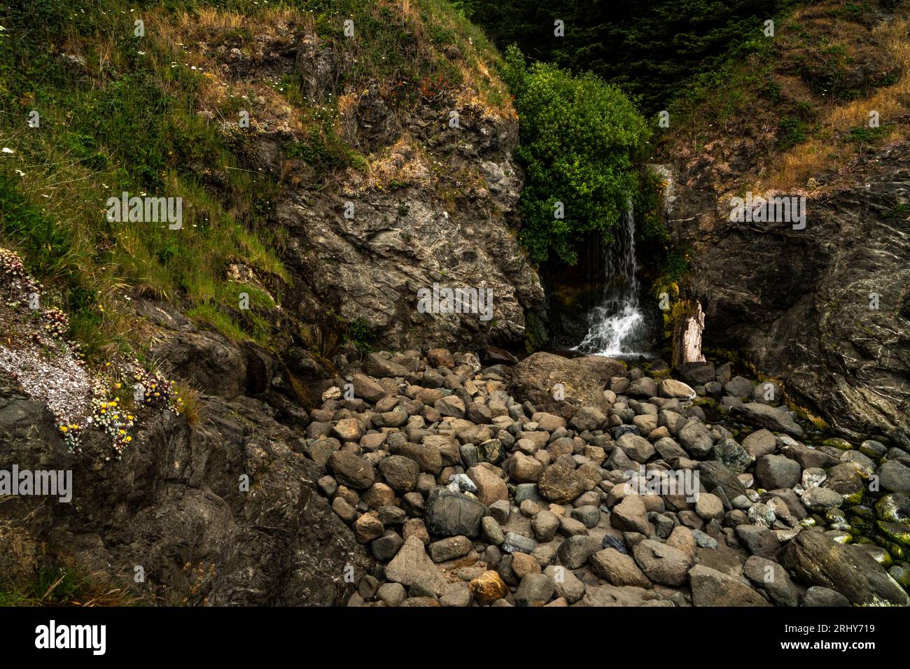 Wasserfall am Secret Beach im Samuel Boardman State Park in Oregon; Samuel H Boardman State Scenic Corridor Stockfoto