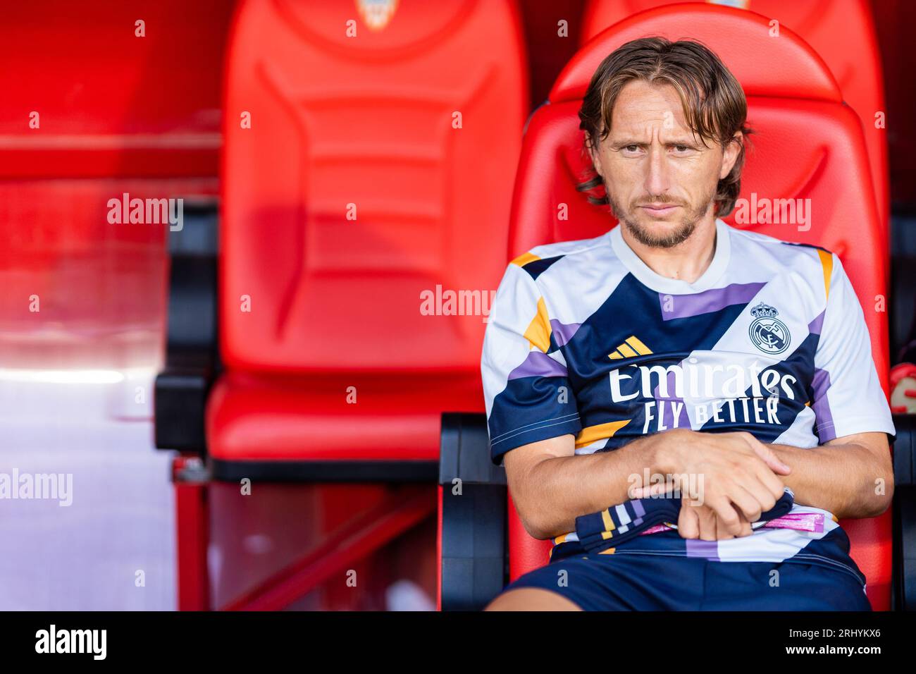 Almeria, Spanien. August 2023. Luka Modric beim Spiel der LaLiga EA Sports 2023/2024 zwischen UD Almeria und Real Madrid im Power Horse Stadium. Endstand: UD Almeria 1:3 Real Madrid Credit: SOPA Images Limited/Alamy Live News Stockfoto