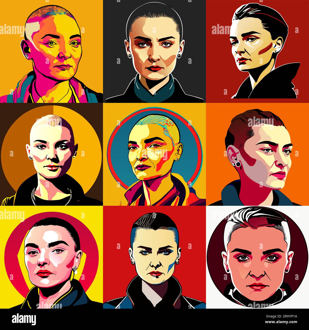 Sinéad O'Connor Portrait - in memoriam Stock Vektor