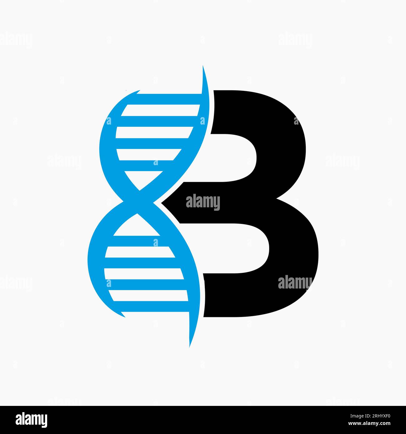 Design-Konzept mit Buchstabe B DNA-Logo und Symbol für DNA-Zellen. Symbol Für Gesundheitsfürsorge Stock Vektor