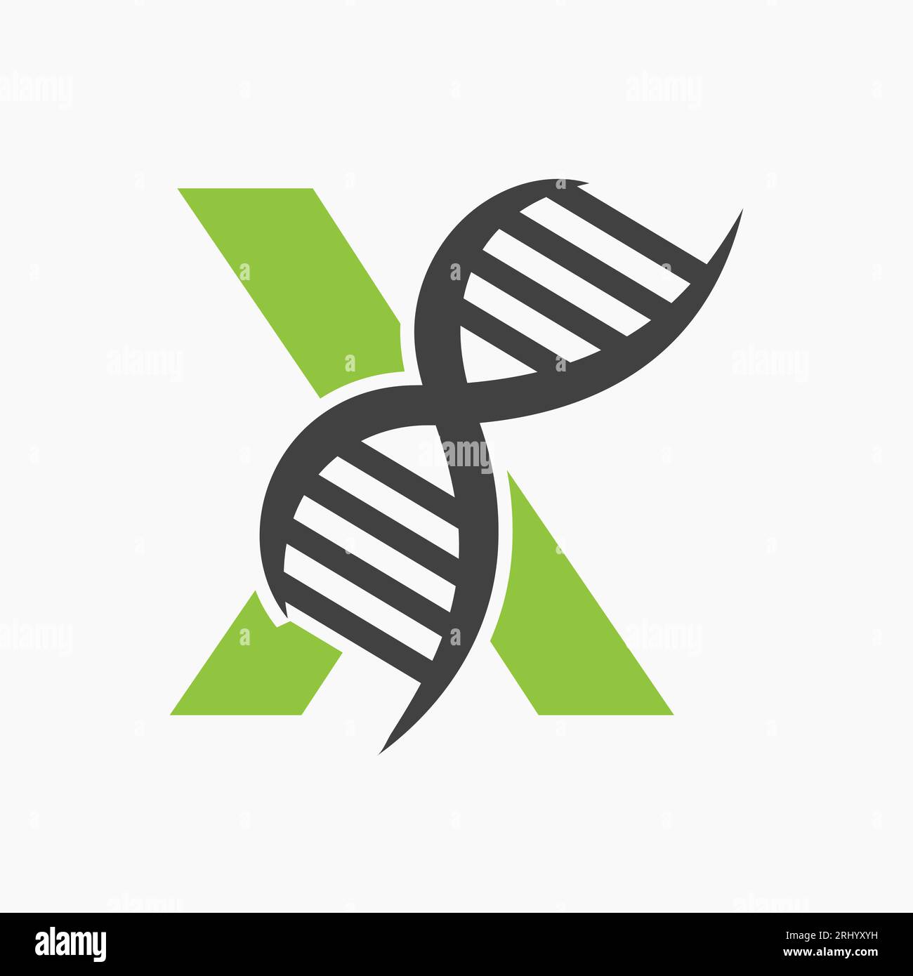Designkonzept für das Letter X DNA-Logo mit DNA-Zell-Symbol. Symbol Für Gesundheitsfürsorge Stock Vektor