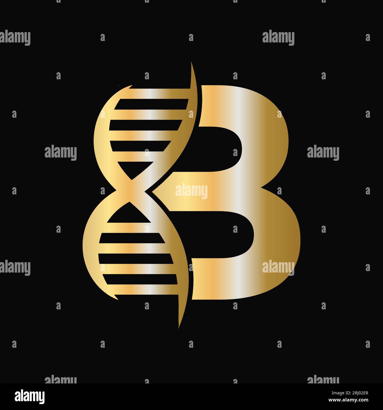 Design-Konzept mit Buchstabe B DNA-Logo und Symbol für DNA-Zellen. Symbol Für Gesundheitsfürsorge Stock Vektor