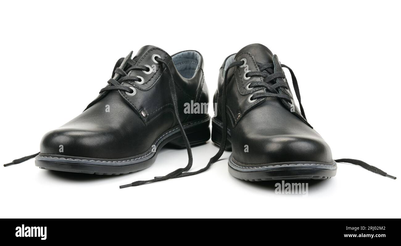 Schwarze Schuhe isoliert auf weißem Hintergrund Stockfoto