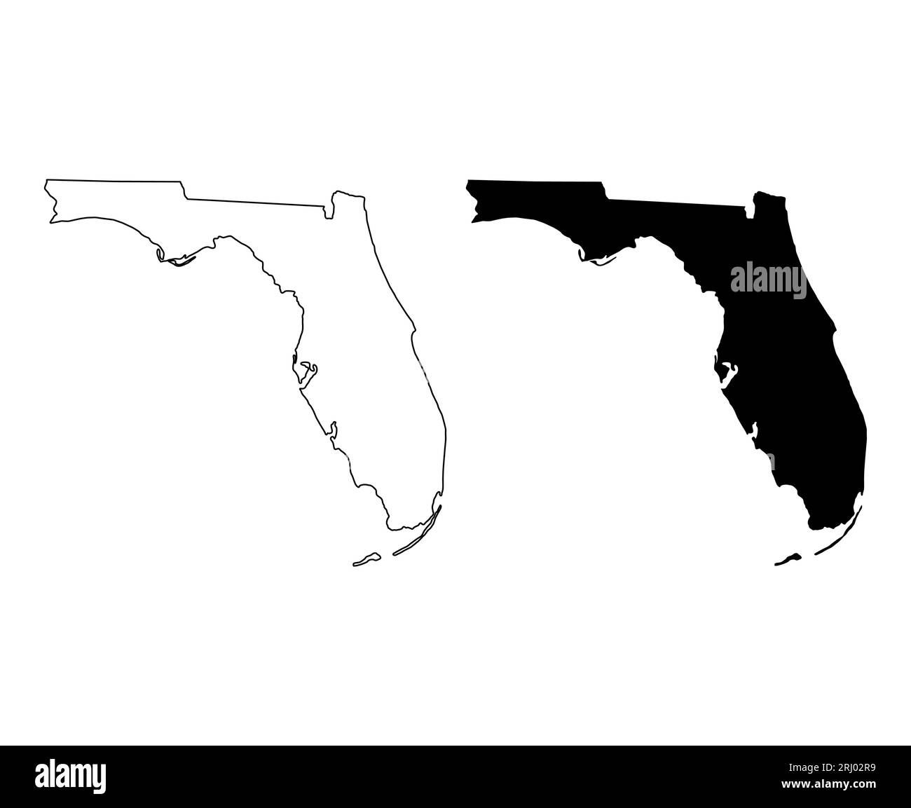 Karte von Florida, vereinigte Staaten von amerika. Vektordarstellung für Symbole mit flachem Konzept. Stock Vektor
